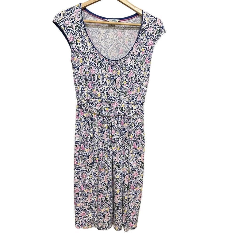 Boden Margot Scoop Neck Cap‎ Sleeve Pockets Knee Length Paisley Print Dress 4R